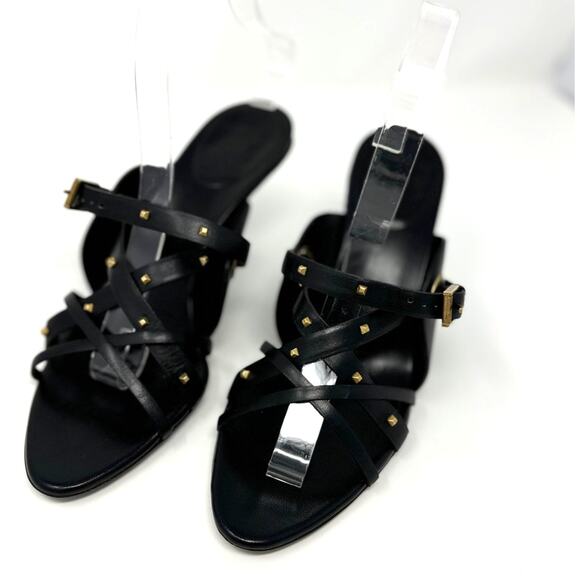 Gucci Women's Black Studded Strappy Heels Size 8 - Picture 2 of 16